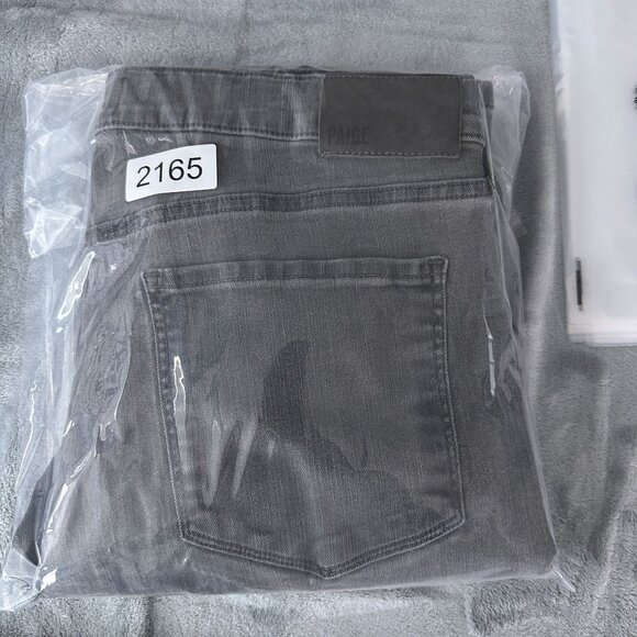 Paige Slim Straight Leg Jeans Mens Size 34 Mid Rise Charcoal Wash Denim Black - Picture 12 of 12